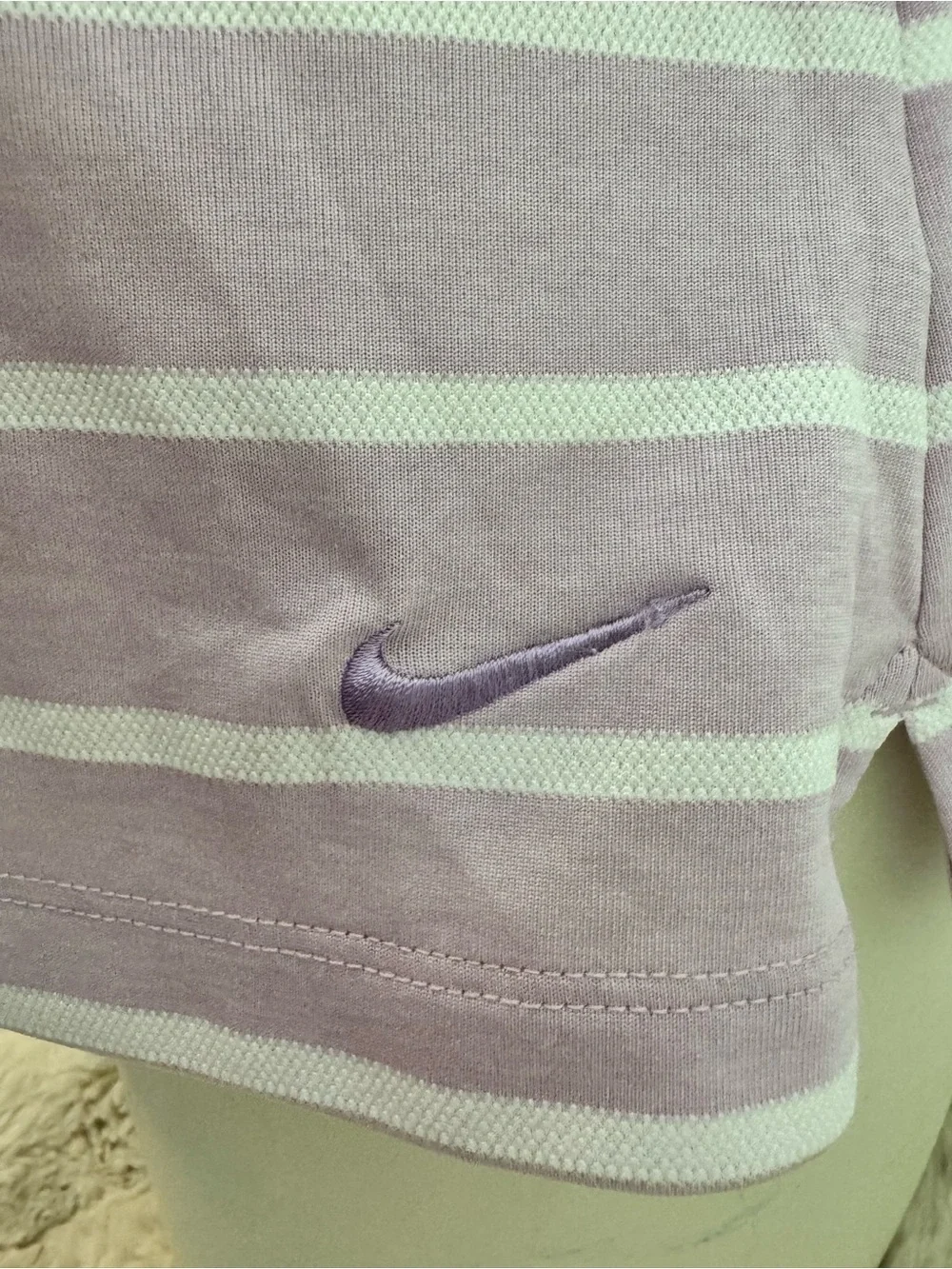 Nike Dri Fit Sleeveless Lavender Stripe Polo Tank Top golf tennis